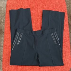 Barbara Bui Paris Black Wool Trousers Pants Leather Trim